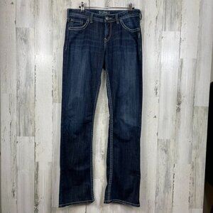 Silver Natsuki denim jeans bootcut dark wash fade size 30 western rodeo longer